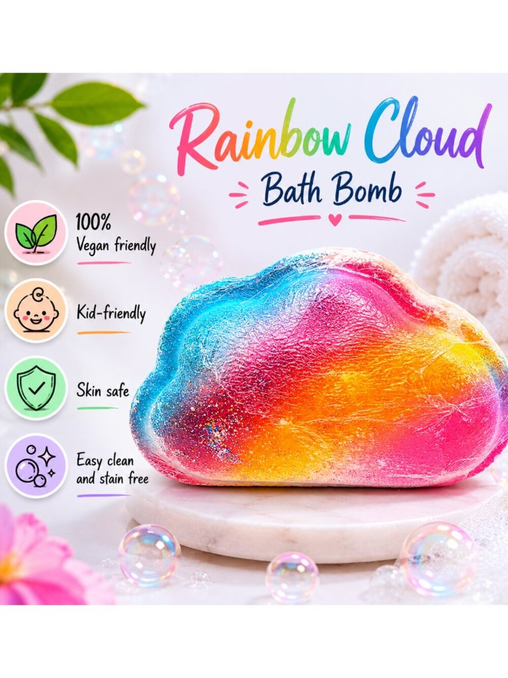 🌈 Rainbow Cloud Bath Bomb ☁️✨